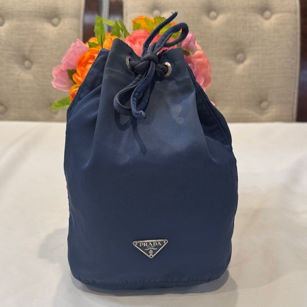 Authentic Prada Midnight Blue Drawstring Pouch - image 1